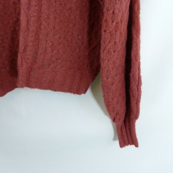 Nordstrom Love Fire Beautiful Cable Knit Balloon Sleeve Marsala Rust Size XL - Picture 6 of 7